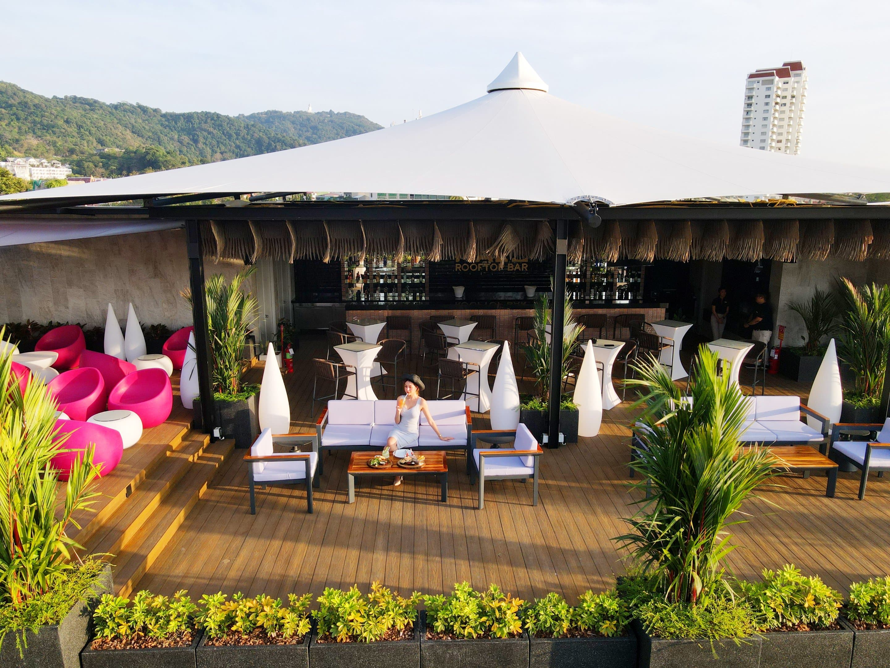 An exclusive group event at Halo Rooftop Bar during sunset
